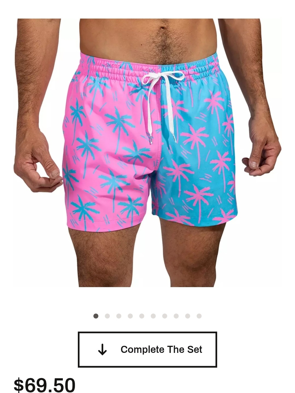 chubbies Pink & Teal Palm-Print Swim Trunks